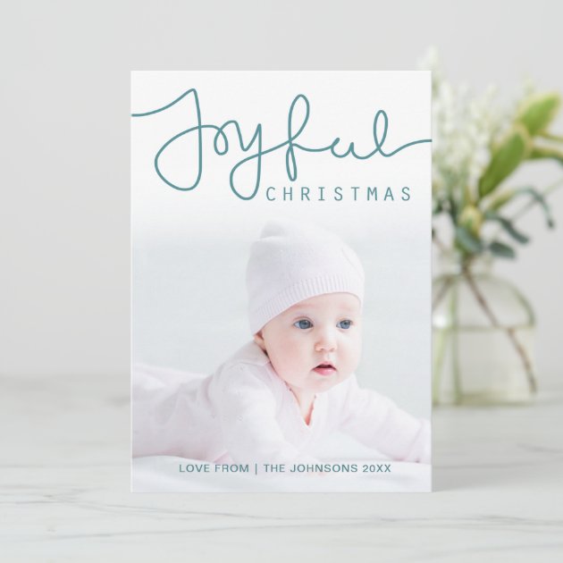 Joyful Christmas Photo Card - Hand Lettered