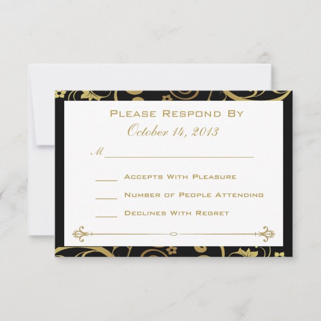 Black and Gold Swirl Reply Card