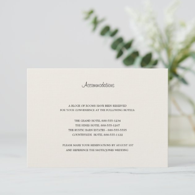 Cream Colored Accommodations Card