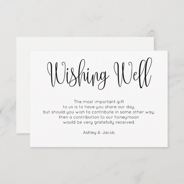 Modern Wishing Well Simple. Script Wedding Inserts