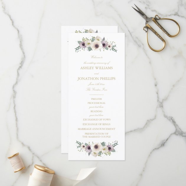 Anemone Bouquet Wedding Program