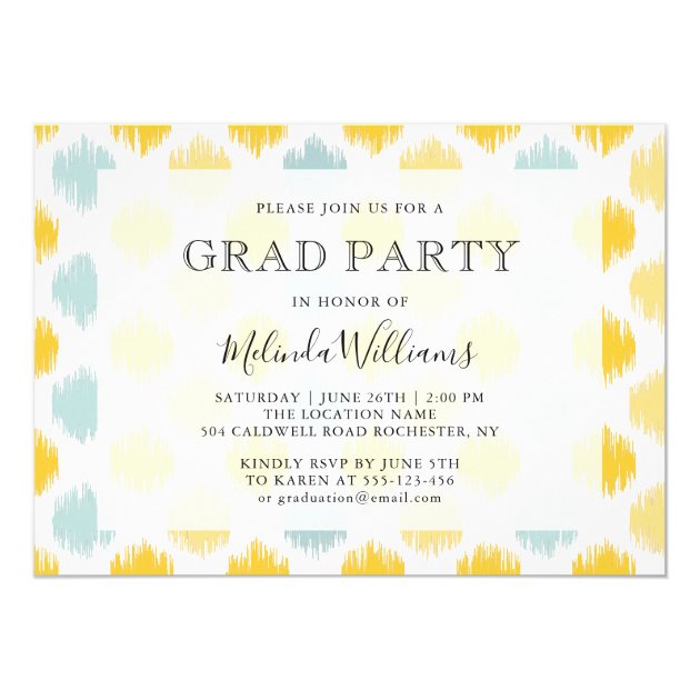 Modern Monogram Mint Yellow Photo Graduation Party Card