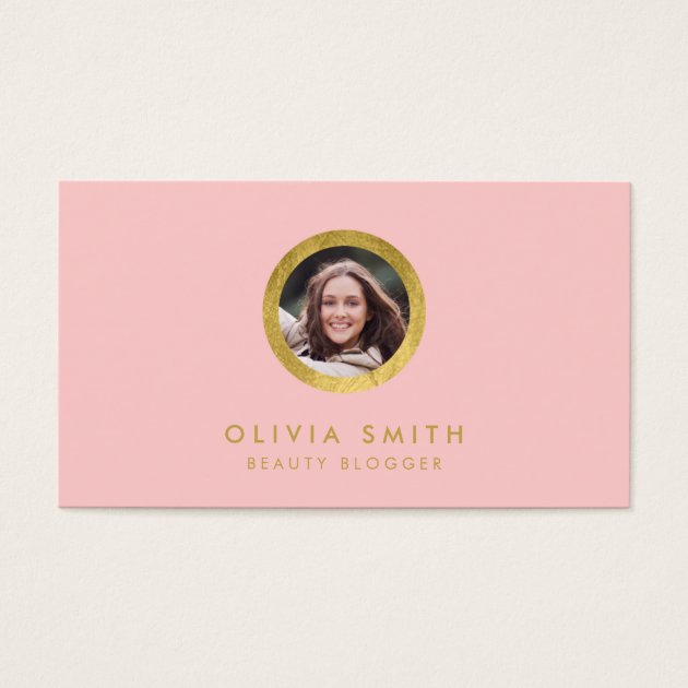 Chic Rose & Faux Gold Profile Photo Social Media Business Card