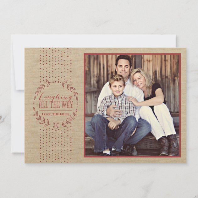 Rustic Red Wreath Holiday Photo Card