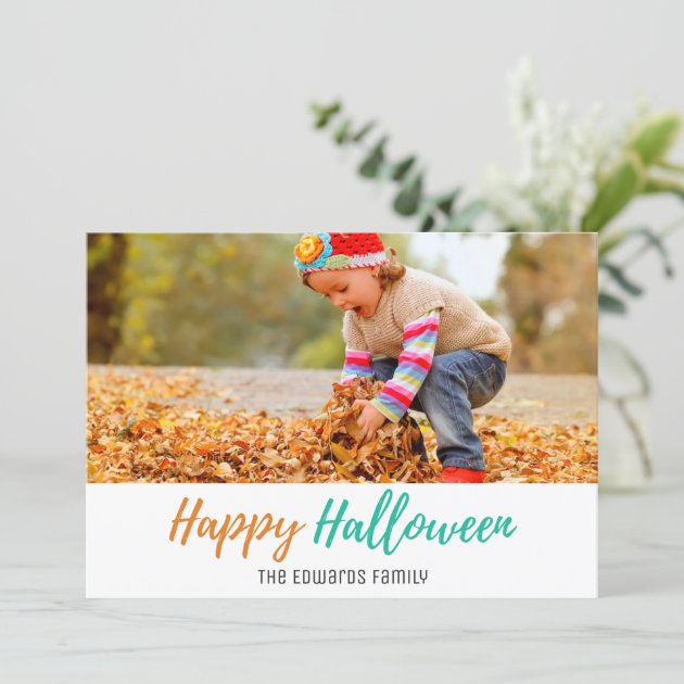 Halloween Spooky Pumpkin Forest Family Photo Card