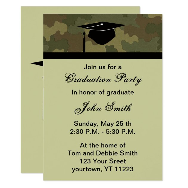 Monogram Camouflage Graduation Party Invitation