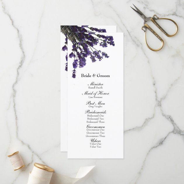 Mason Jar Lavender Wedding Program