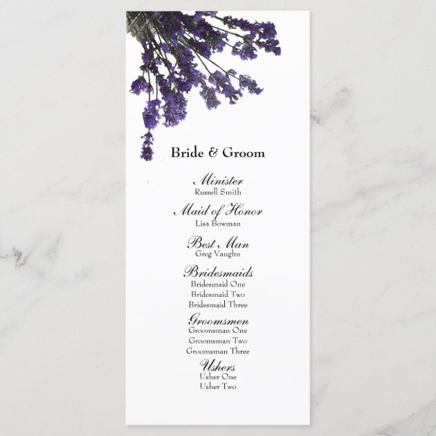 Mason Jar Lavender Wedding Program