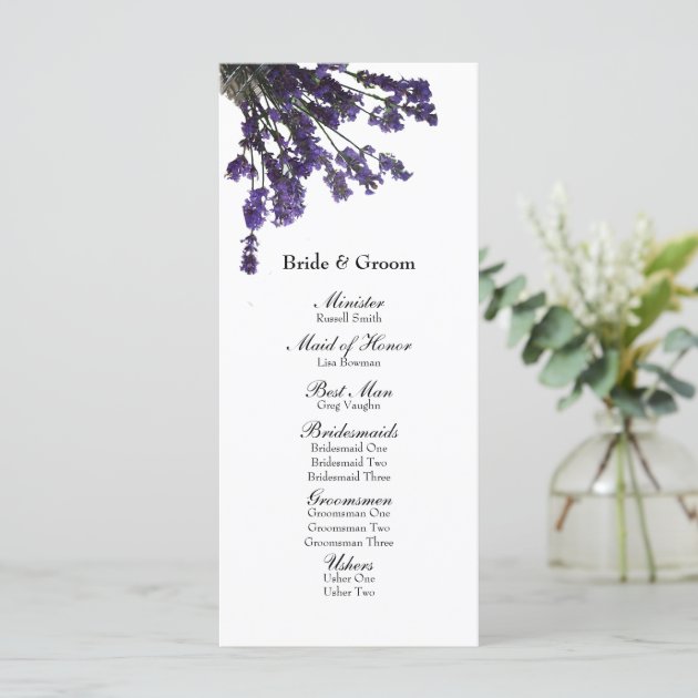 Mason Jar Lavender Wedding Program