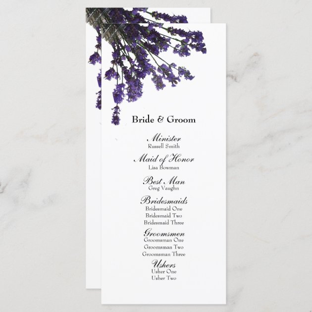 Mason Jar Lavender Wedding Program