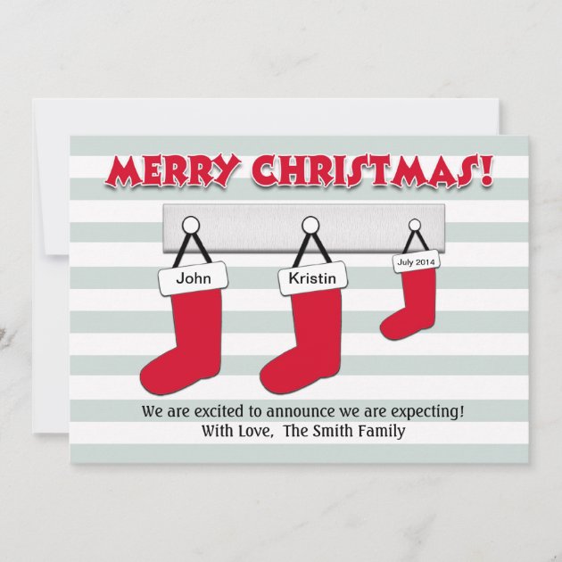 Christmas Pregnancy Announcement Card - Stockings