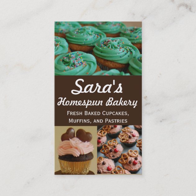 Cupcake Bakery Photo Business Cards (front side)