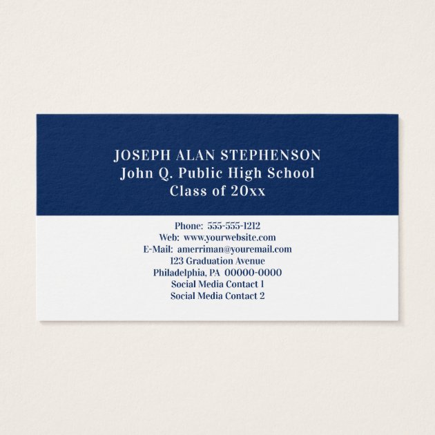 White | Blue Graduation Photo Insert Name Cards