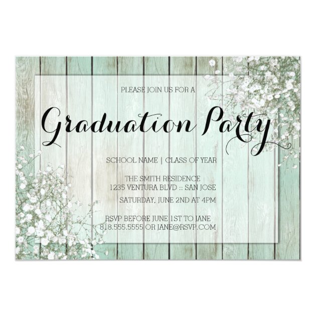 MINT GREEN BABY'S BREATH GRADUATION PARTY CARD