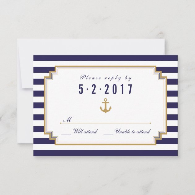 Stylish Nautical Wedding RSVP Card