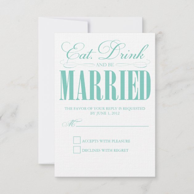 Teal Eat, Drink & Be Married | Response Card