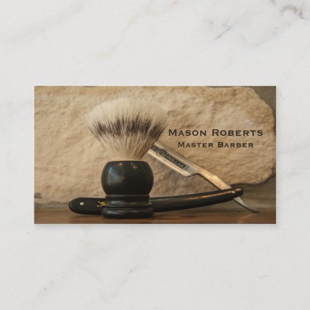 Barber Straight Edge Razor Shaving Brush Business Card