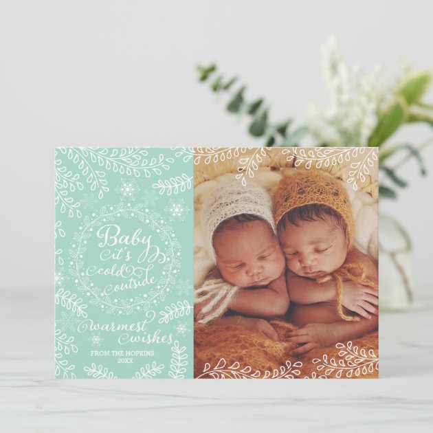 Baby It's Cold Outside Mint Holiday Photo Card