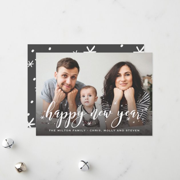 Snow Sprinkle Whimsical New Year Photo Holiday Card