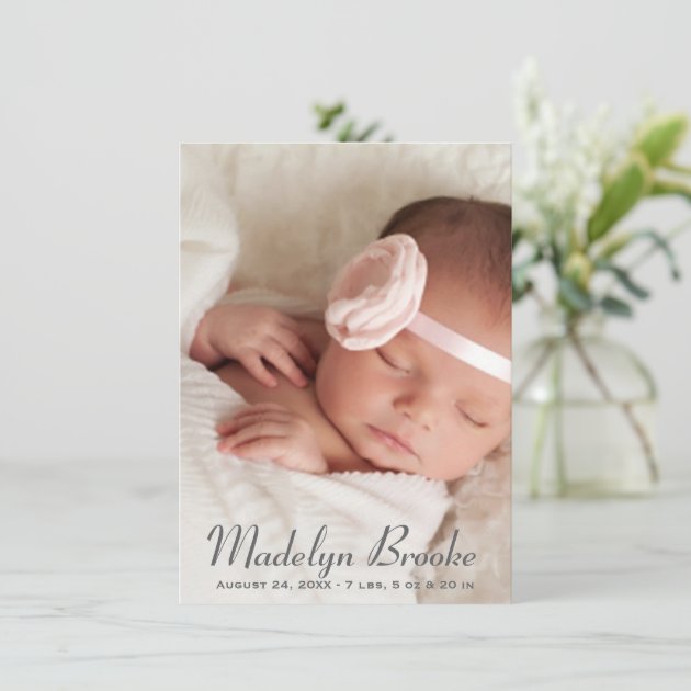 Photo Birth Announcement Card | Pink Polka Dots