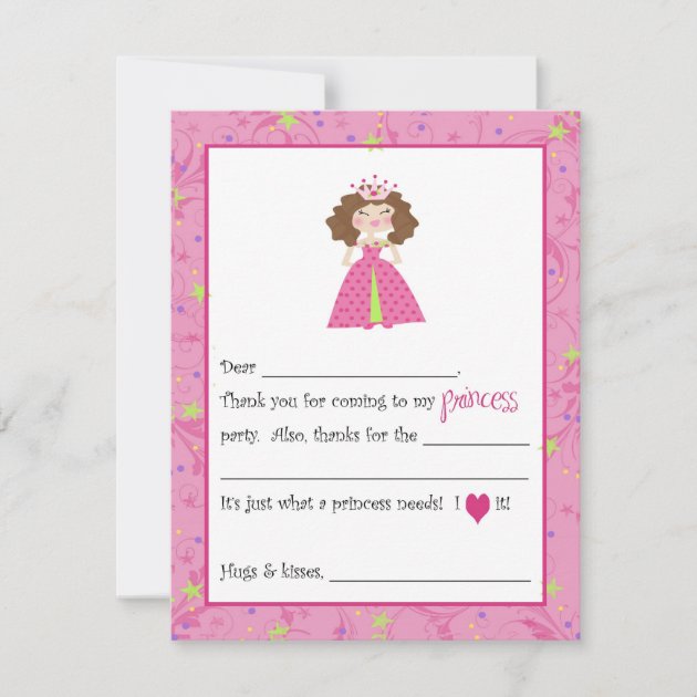 Sassy Princess Fill-in-the-Blanks Thank You Cards