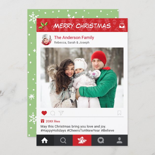 Send Christmas Wishes With Instagram Frame Photo Holiday Card