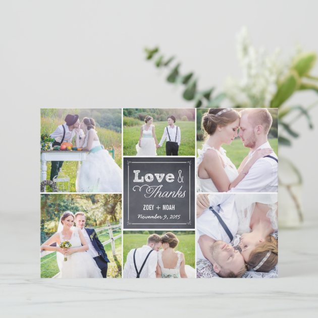Chalked Collage Wedding Thank You Card