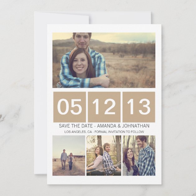 Brown Squared Photo  Save The Date Invites