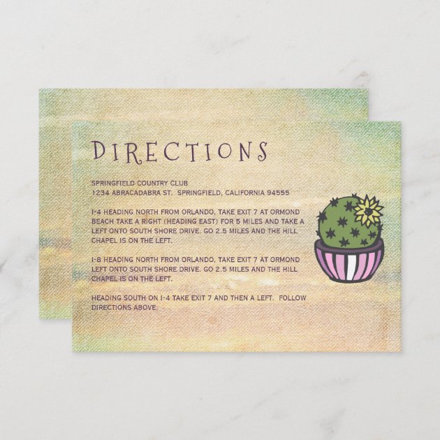 Flowering Cactus Directions Enclosure Card