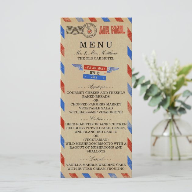The Vintage Airmail Wedding Collection Menu