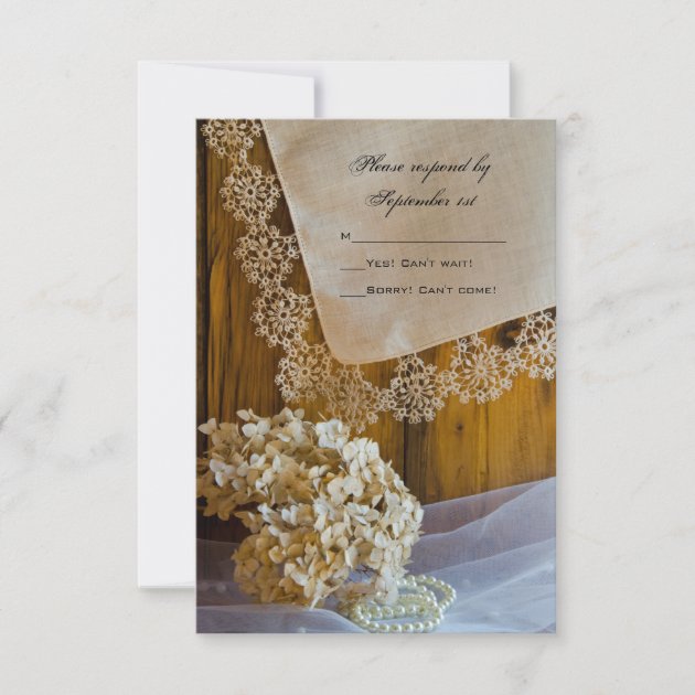 Country Lace and Flowers Barn Wedding RSVP Card