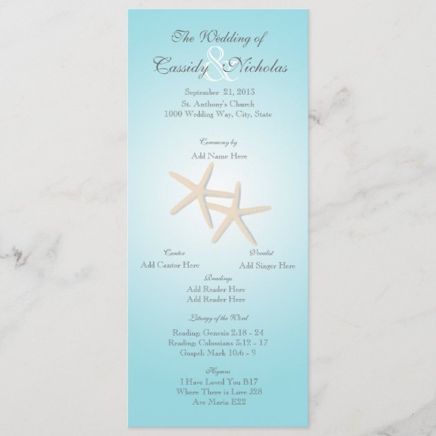 Ocean Starfish Wedding Program Card
