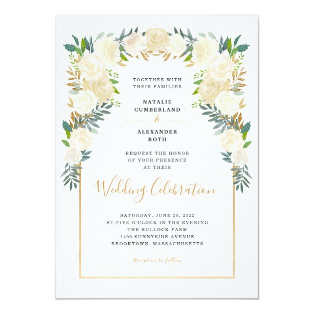 Trendy White Floral Peonies Wedding Celebration Invitation