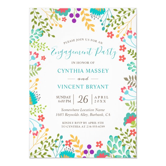 Fresh Pastel Floral Garden Engagement Party Invitation