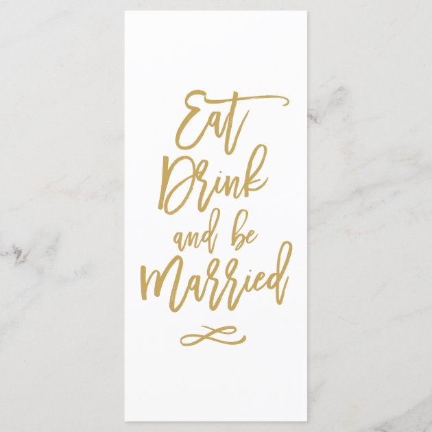 Chic Hand Lettered Gold Wedding Menu