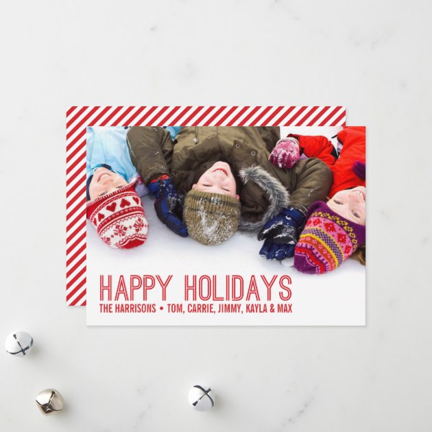 Happy Holidays | Candy Stripe Holiday Photo Card