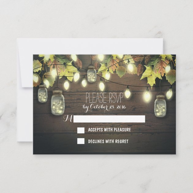 Fall RSVP cards with twinkle lights mason  jars