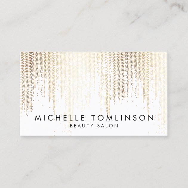 Luxe Faux Gold Confetti Rain Pattern Business Card (front side)