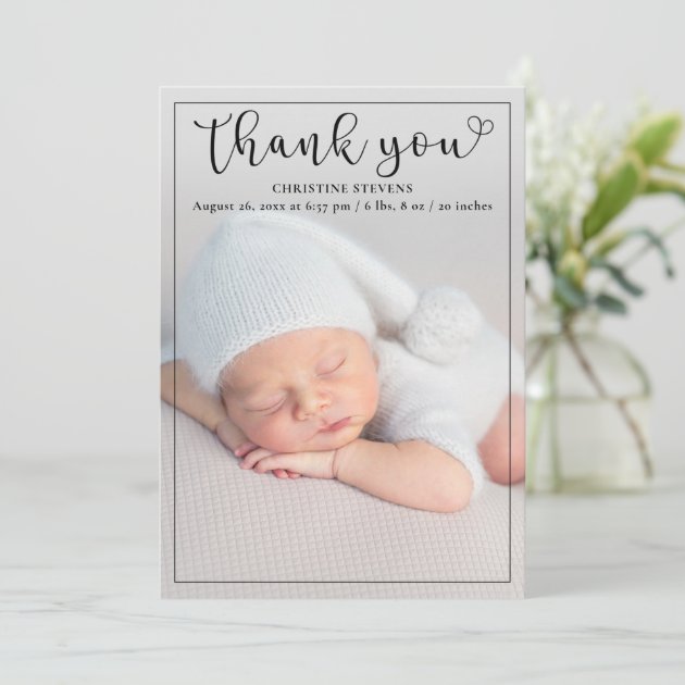 Baby Girl Birth Announcement Photo Thank You Card