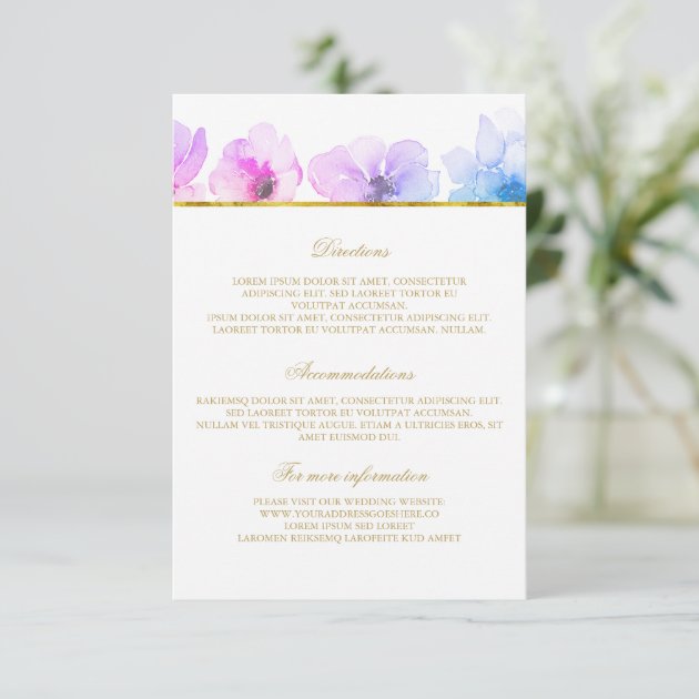 Purple Blue Wedding Details - Information Enclosure Card