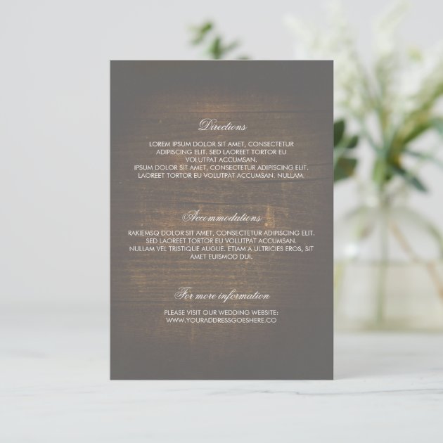 Rustic Wood Gold Confetti Wedding Details Enclosure Card