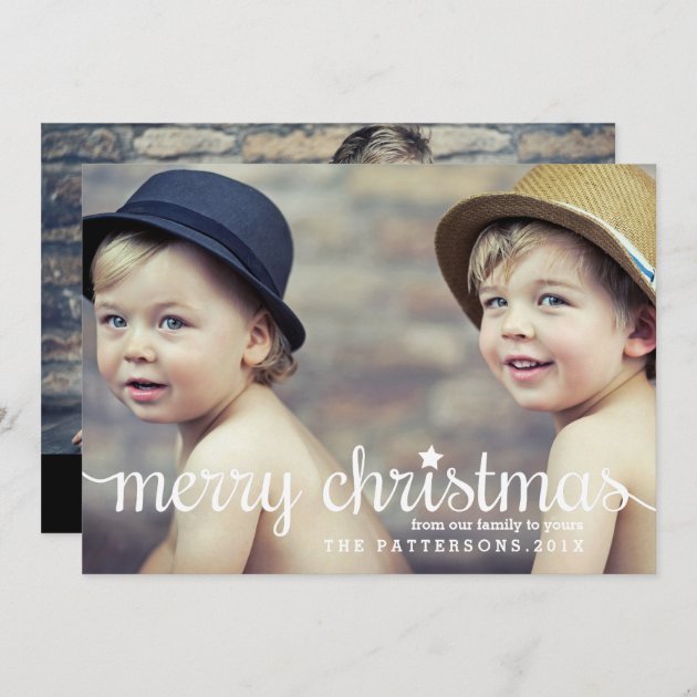 Modern Merry Christmas Big Two Photo Card