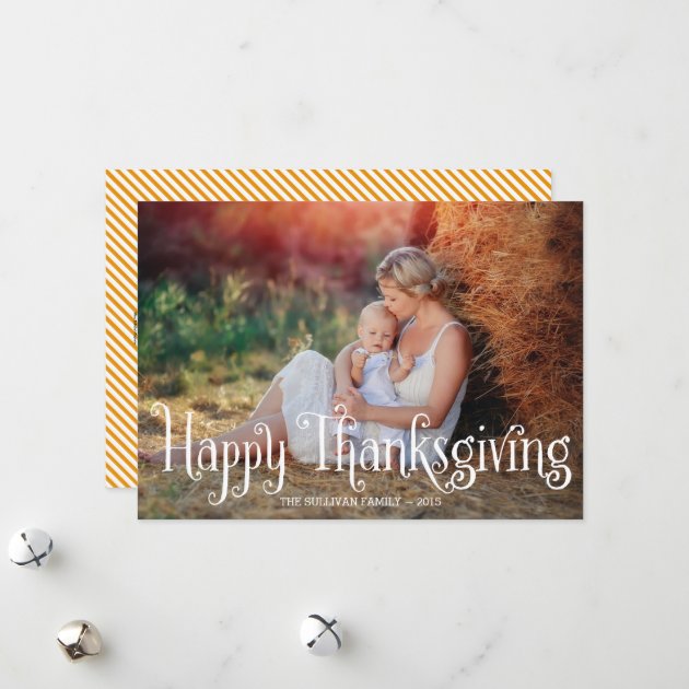 Fantasy Script Happy Thanksgiving Photo Card