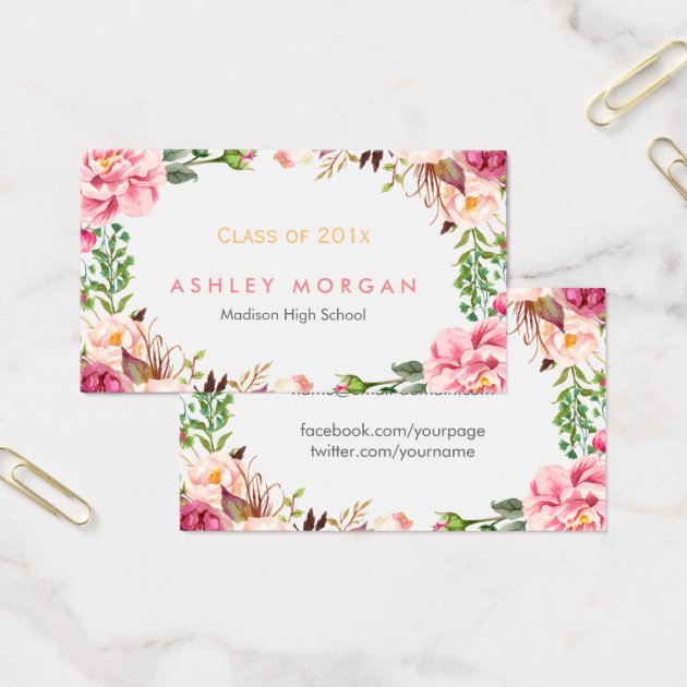 Beautiful Floral Graduate Students Graduation Business Card