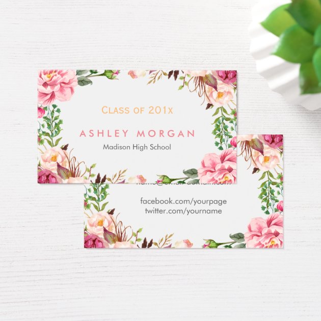 Beautiful Floral Graduate Students Graduation Business Card