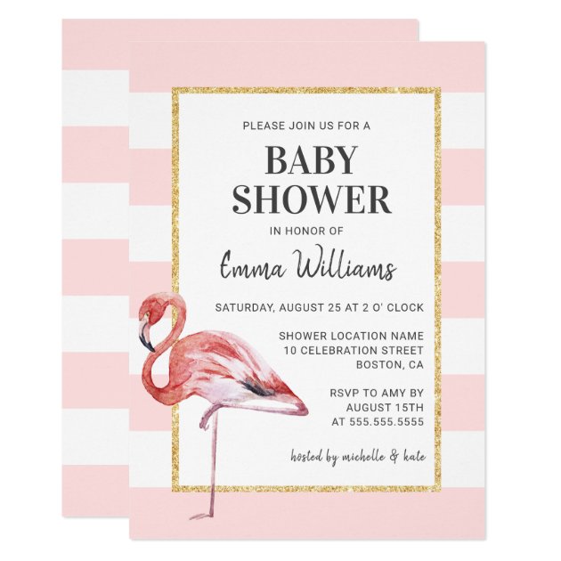 Elegant Pink Flamingo Baby Shower Invitations