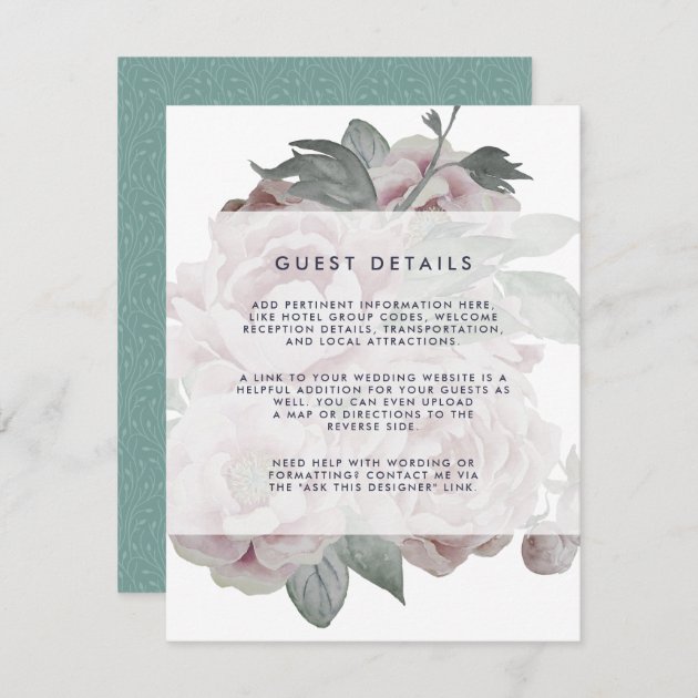 English Garden Floral Wedding Guest Details Enclosure Card