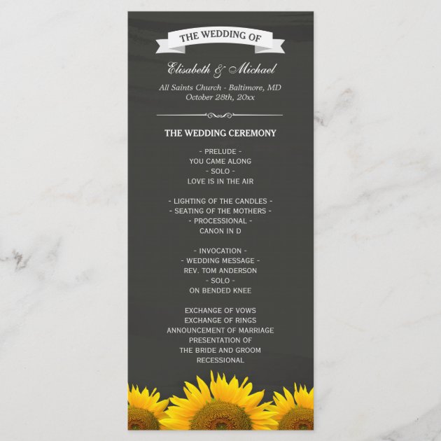 Wedding Programs Elegant Sunflowers Chalkboard