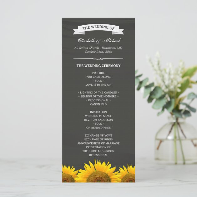 Wedding Programs Elegant Sunflowers Chalkboard