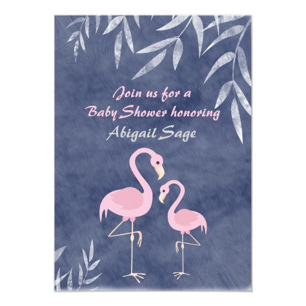Tropical Pink Flamingo Beach Baby Shower Invite